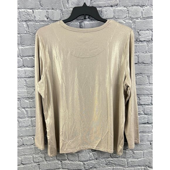 Chico's 4 US XXL Gray Shimmer Foil Touch of Cool Long Sleeve Layering Tee NWT - Picture 2 of 7